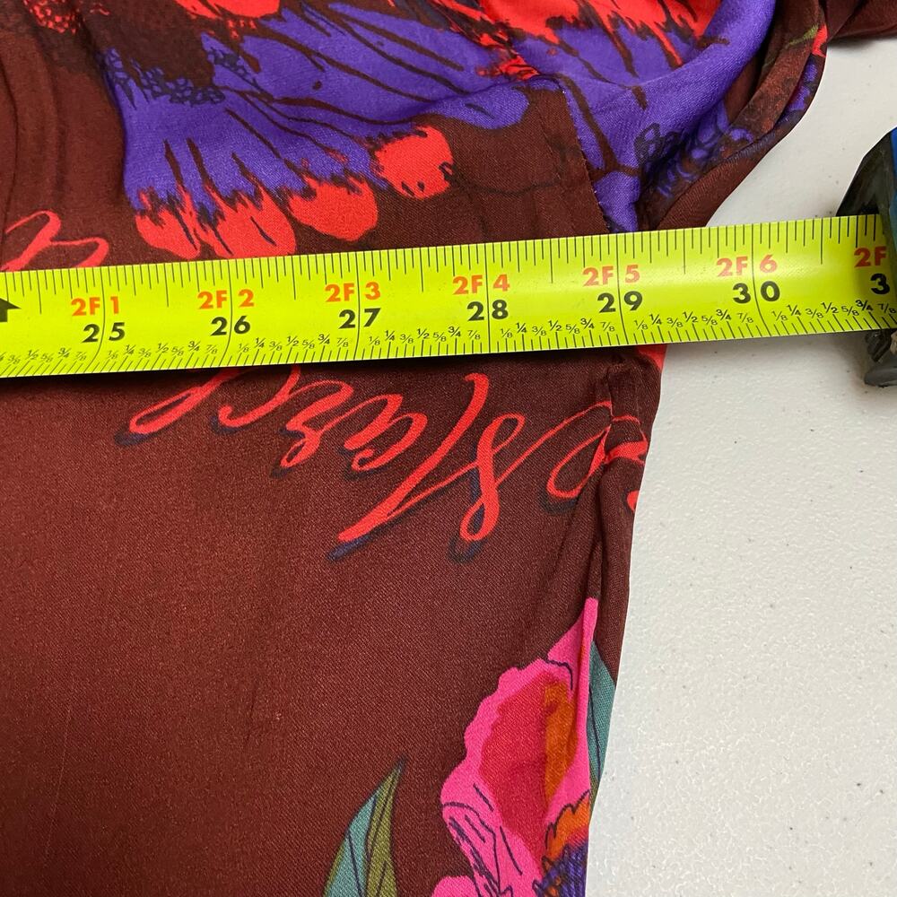 Free People Silky Nights Red Floral Oversized Boyfriend Blouse Size Small - Picture 10 of 12
